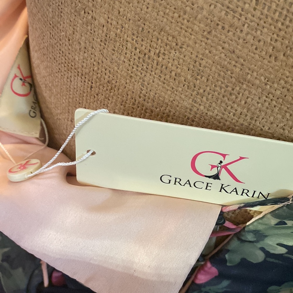 NWT Grace Karin Trailing Floral chiffon strapless gown size 8 - Picture 4 of 4